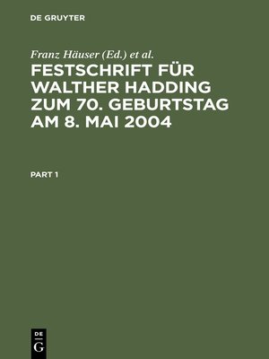 cover image of Festschrift für Walther Hadding zum 70. Geburtstag am 8. Mai 2004